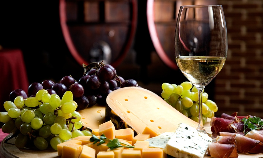 Wine and Cheese with a platter of grapes